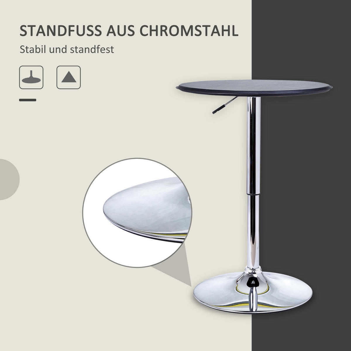 BARTISCH Esstisch Stehtisch Tresentisch für Wohnzimmer, Esszimmer, Schwarz - Schwarz, Metall (63/93/63cm) - HOMCOM