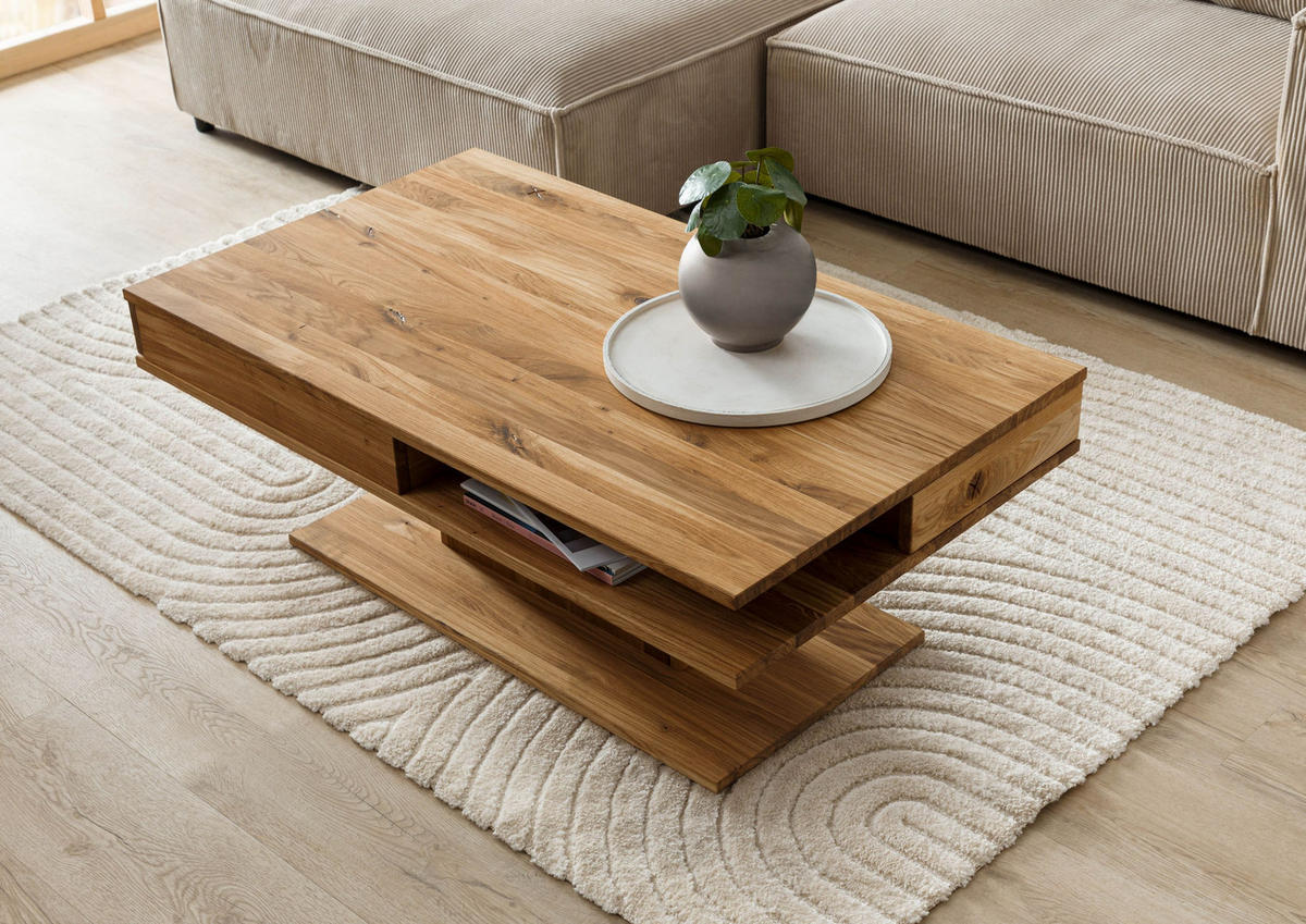 COUCHTISCH Wildeiche 120x70x45 natur geölt WIEN #201 - Naturfarben, Holz (120/70/45cm) - Massivmoebel24