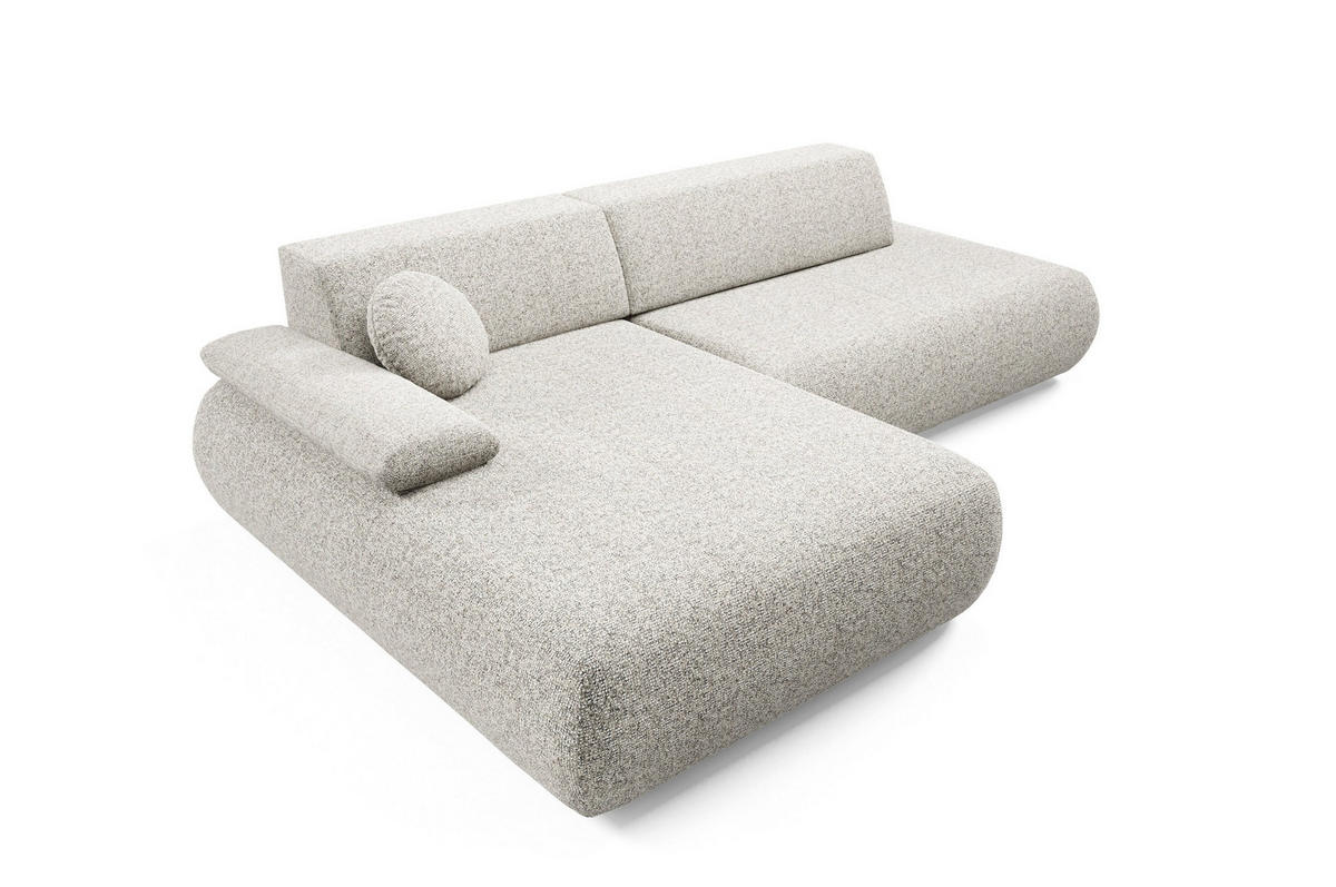 ECKSOFA DELTA L-S Hellgrau Geflochtener Stoff mit Schlaffunktion - Hellgrau, Holz (286/173.5cm) - MASSENO