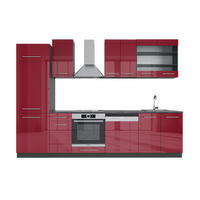 KÜCHENZEILE Fame-Line Bordeaux Hochglanz/Anthrazit 300 cm ohne AP - Bordeaux/Anthrazit, Holzwerkstoff (300/81.6/46cm) - Vicco