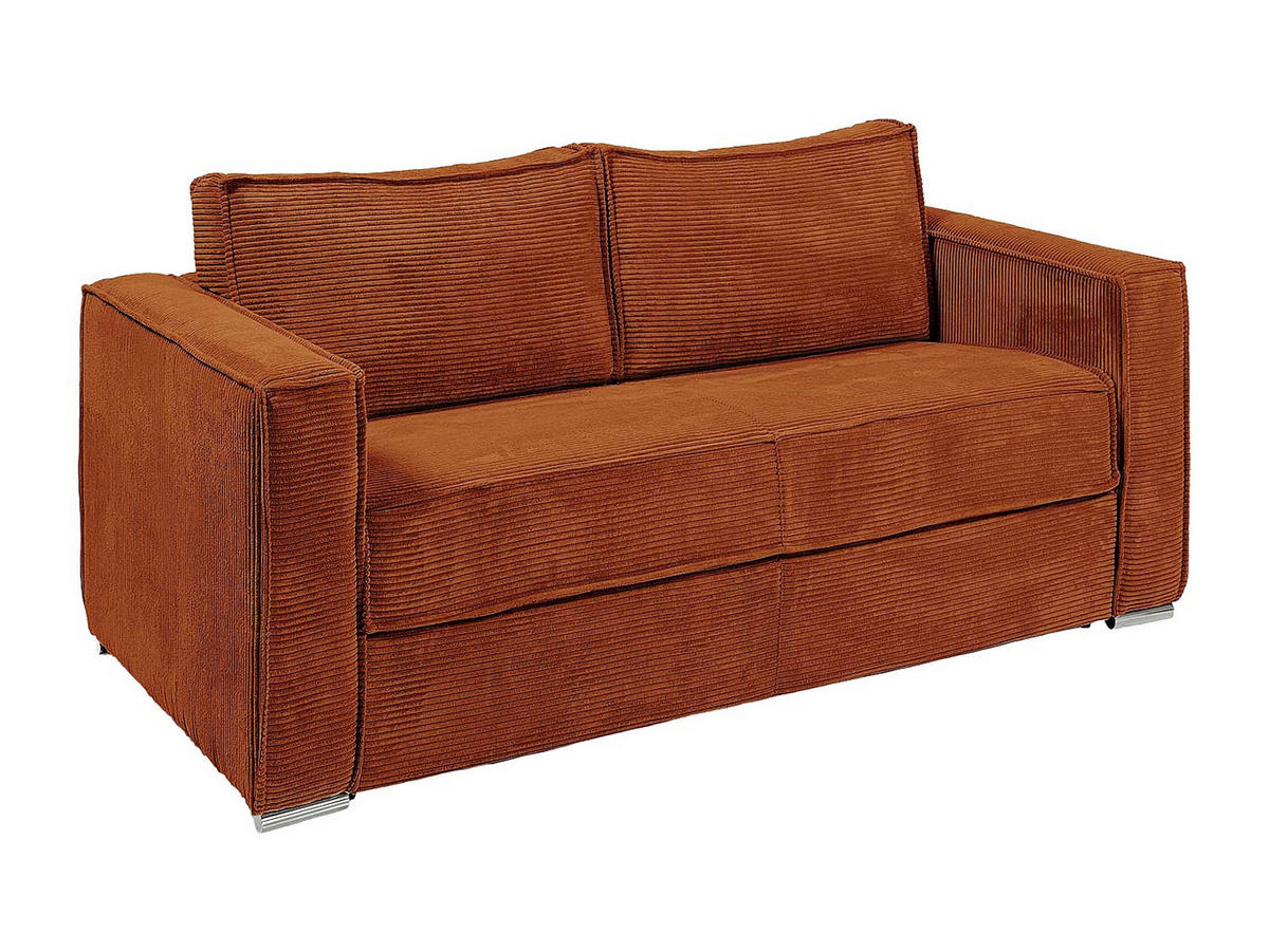 SCHLAFSOFA - 4 Personen - samt - terracotta Loreto - Terracotta, Textil/Metall (218/90/223cm) - Vente-Unique