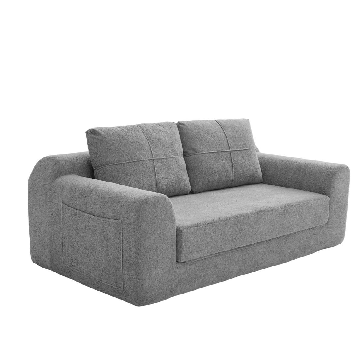 SCHLAFSOFA 179/95/79 cm klappbar als Bodensofa und Doppel-Bodenbett, samtweicher Bezug, Dunkelgrau - Dunkelgrau, Textil (178/61.5/96cm) - Redom