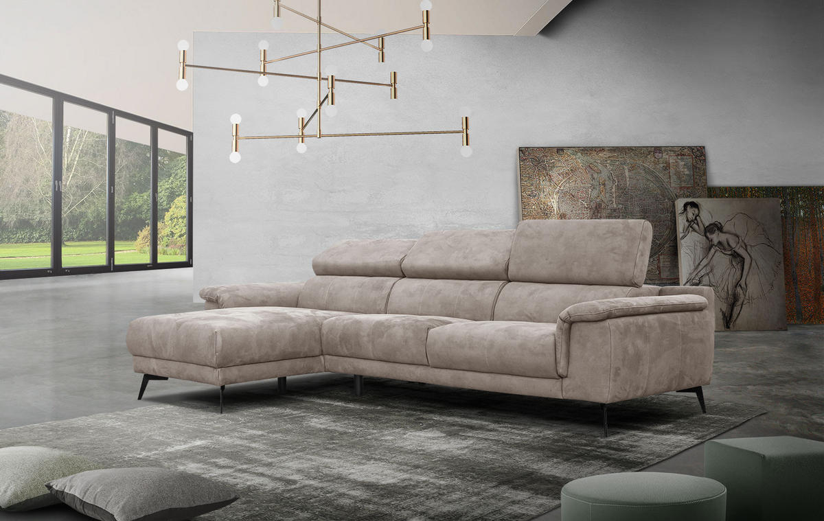 ECKSOFA FIERO 4-Sitzer, beige - Beige/Schwarz, Holzwerkstoff/Textil (158/269cm) - Courtois Laville