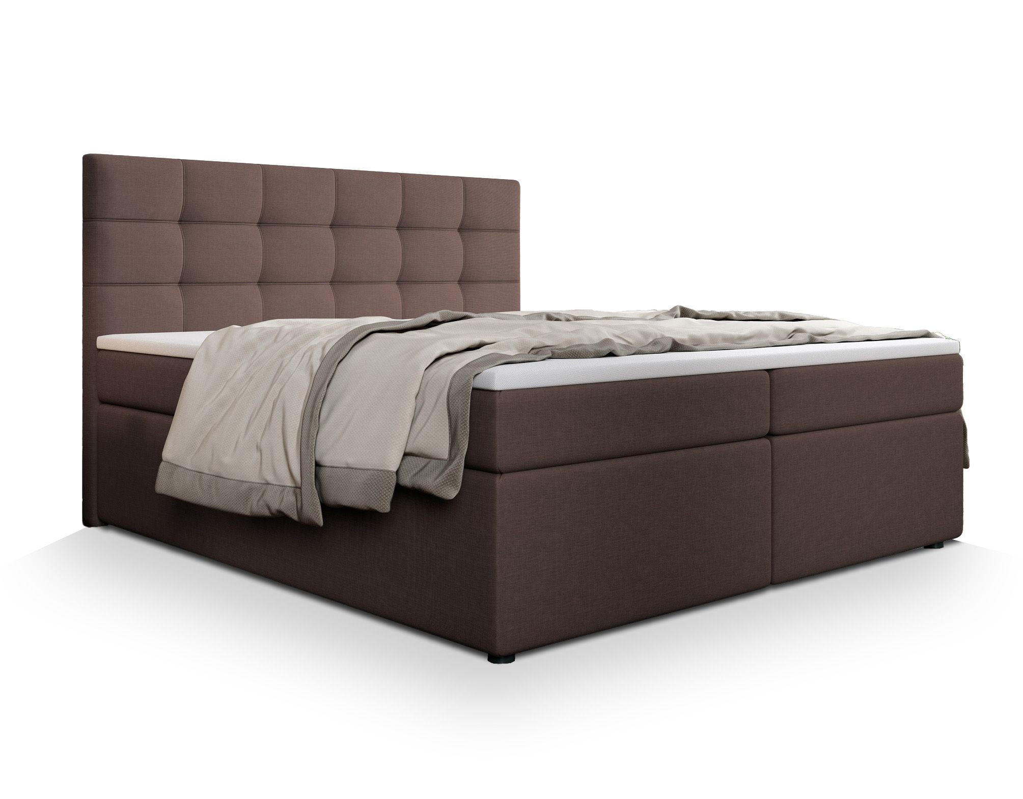 BOXBETT PALMA 180x200 cm mit Matratze und Topper - Braun - Braun, Holz (180/200cm) - MASSENO