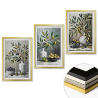 WANDBILDER 3er Set - 40x60 cm Goldrahmen - Keramik olivgrau - Goldfarben, Kunststoff (40/60cm) - ArtPrintCave
