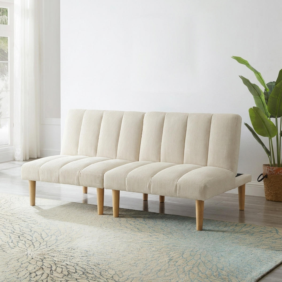 SCHLAFSOFA 167/82/72 cm Beige Cord mit 3-fach verstellbarer Rückenlehne - Beige, Textil (82/72/167cm) - Oxeza