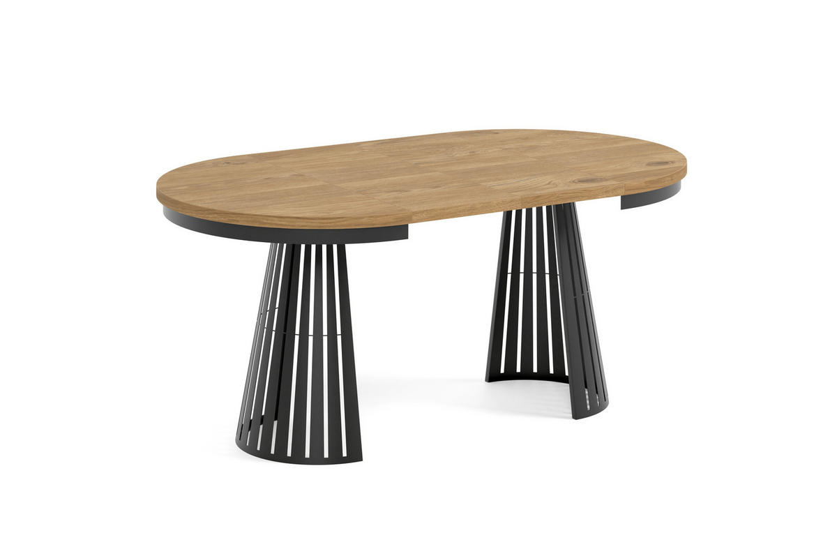 ESSTISCH Cone Bis - Eichefarben/Schwarz, Holzwerkstoff/Metall (100/100/76cm) - Meblini