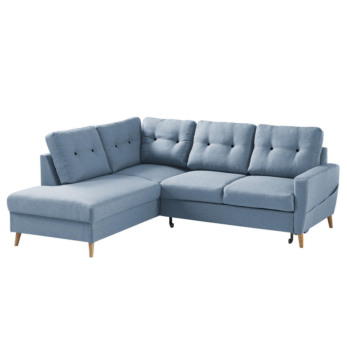 ECKSOFA mit Ottomane - Webstoff - Hellbraun/Grau, Textil (230/200cm) - home24