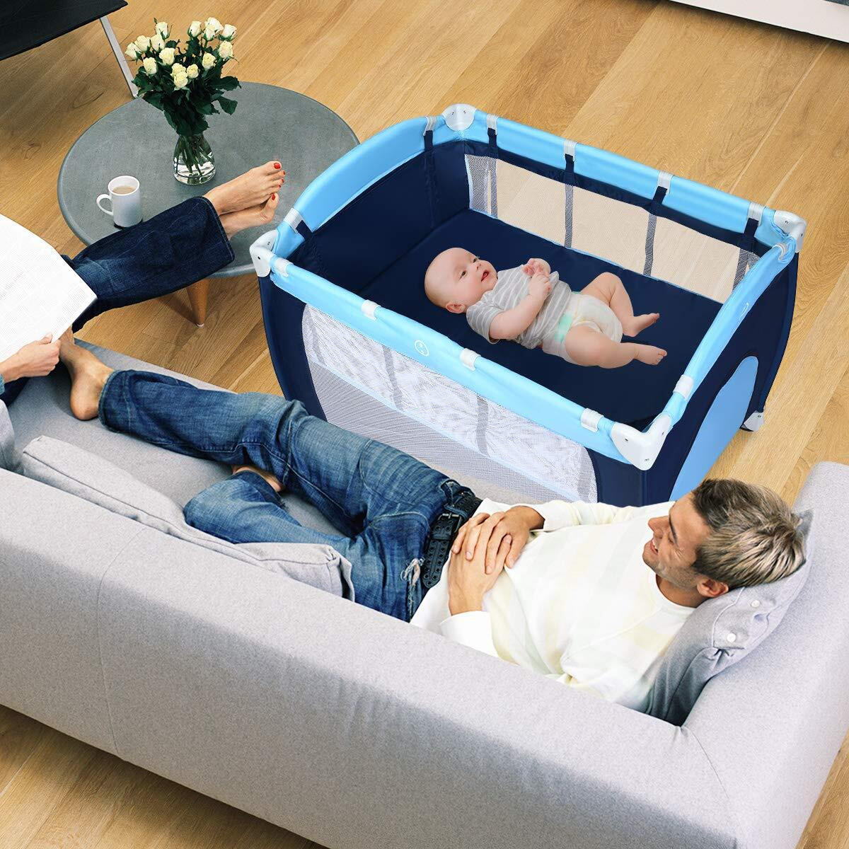 REISEBETT faltbar blau - Blau, Textil - COSTWAY