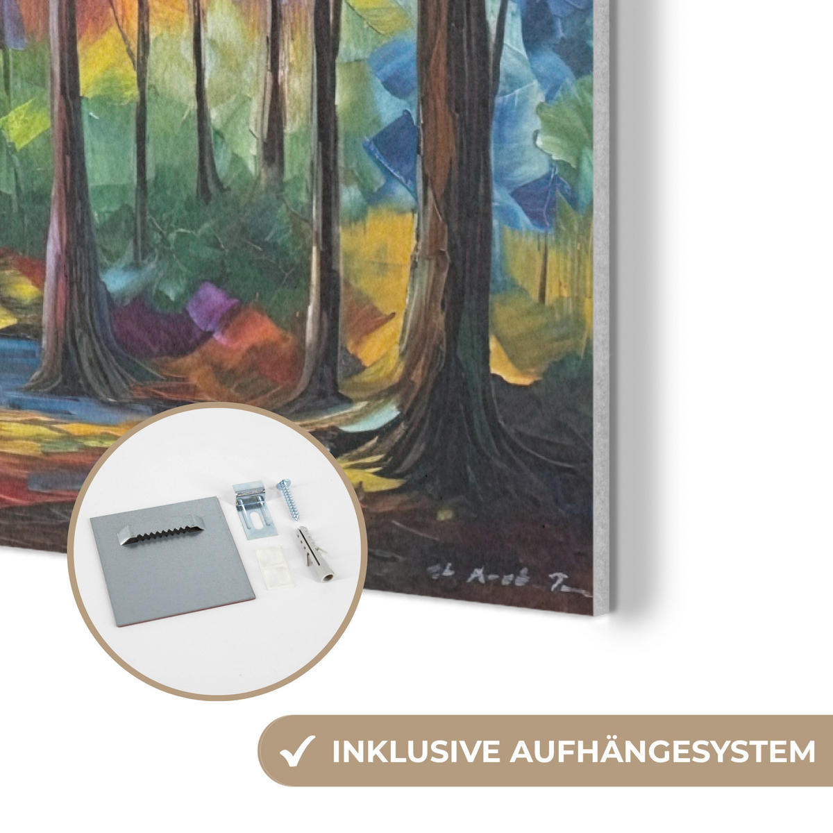 AKUSTIKBILD Landschaft - Wald - Farben - Natur Akustikpaneele 90x60 cm - Multicolor, Kunststoff (90/60/0.9cm) - MuchoWow