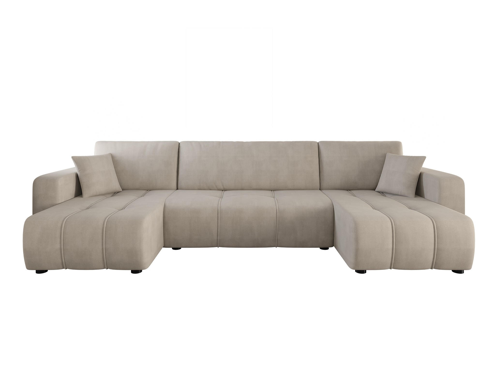 WOHNLANDSCHAFT Dagny - Beige, Holzwerkstoff/Textil (317/85/146cm) - Fun Möbel
