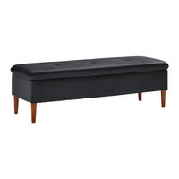 HOCKERBANK Jessy Schwarz Samt Gepolstert mit Stauraum - Schwarz, Holz (150/50/55cm) - Bessagi Home