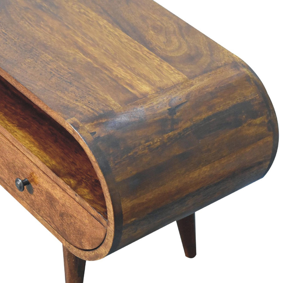 TV-ELEMENT mit Kastanienholz-Finish - Kastanienfarben/Messingfarben, Holz/Metall (90/45/35cm) - Artisan Furniture