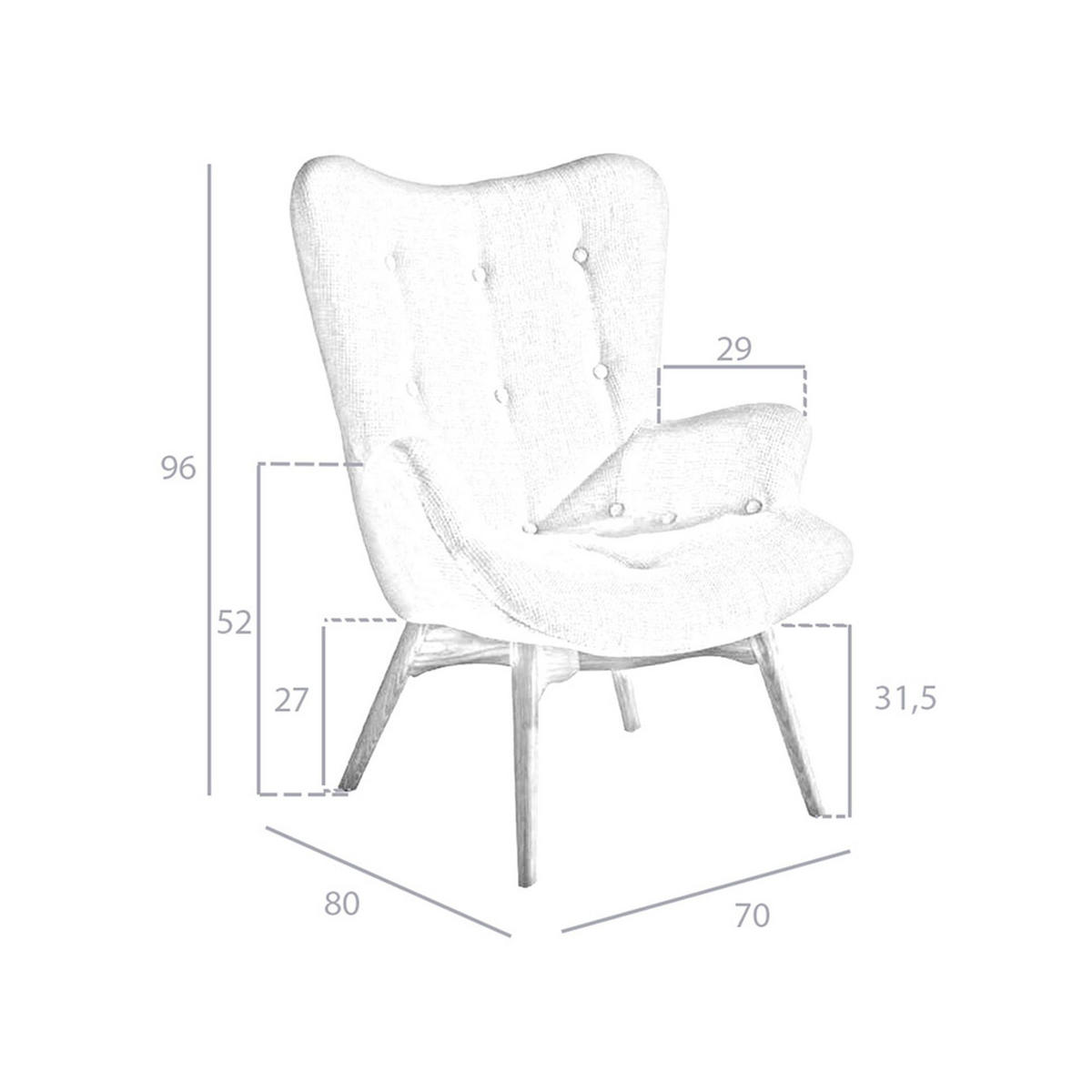 SESSEL Sessel Stoff Beige 70/80/92 cm - Eschefarben/Beige, Holz/Textil (70/92/80cm) - ANGEL CERDA