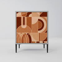 SIDEBOARD PRISM MOSAIC, Grau, 57,5x42x72,5 cm, Schwarze Metallfüße - Multicolor/Schwarz, Holzwerkstoff/Metall (57.5/72.5/42cm) - SpaceRebels