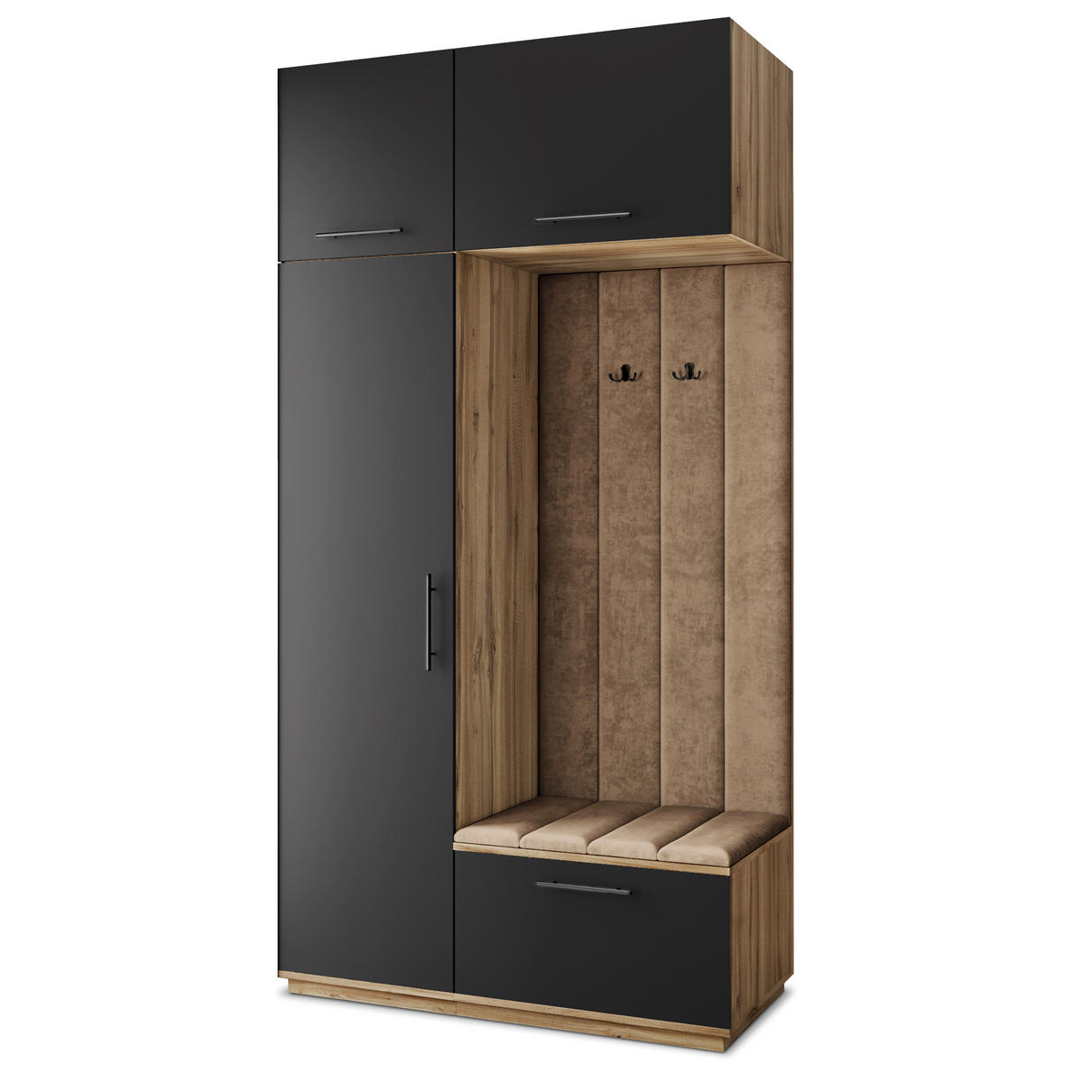 GARDEROBENSCHRANK REMA 120/240/60 cm Modern Garderobe-Set Eiche Wotan - Beige/Eiche Wotan, Holzwerkstoff (120/240/60cm) - MASSENO