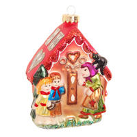 CHRISTBAUMSCHMUCK Lebkuchenhaus Hänsel und Gretel Mehrfarbig 13cm (Glas / 1 Stk.) - Multicolor, Glas (9/13/6cm) - Krebs Glas Lauscha