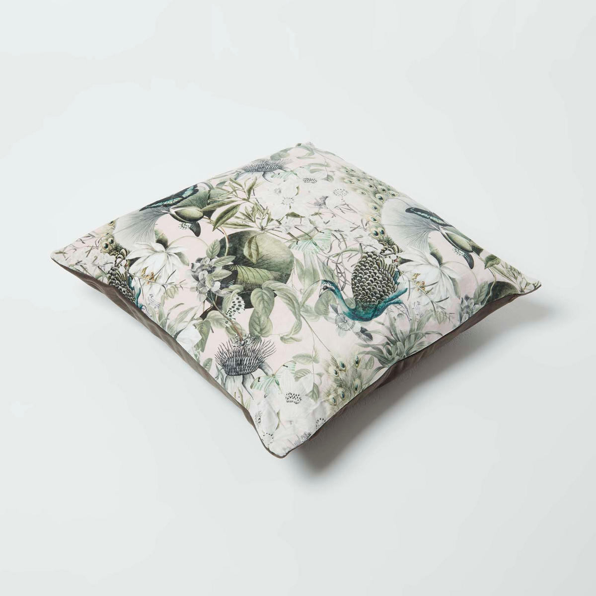 KISSENHÜLLE Butterfly Garden – Samt grau-rosa 46/46 cm - Rosa, Textil (46/46cm) - Homescapes
