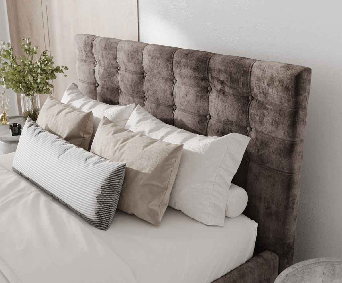 POLSTERBETT Soma 140/200 cm Braun im Lotta Stoff - Naturfarben/Braun, Holz/Holzwerkstoff (140/200cm) - AltaBeds