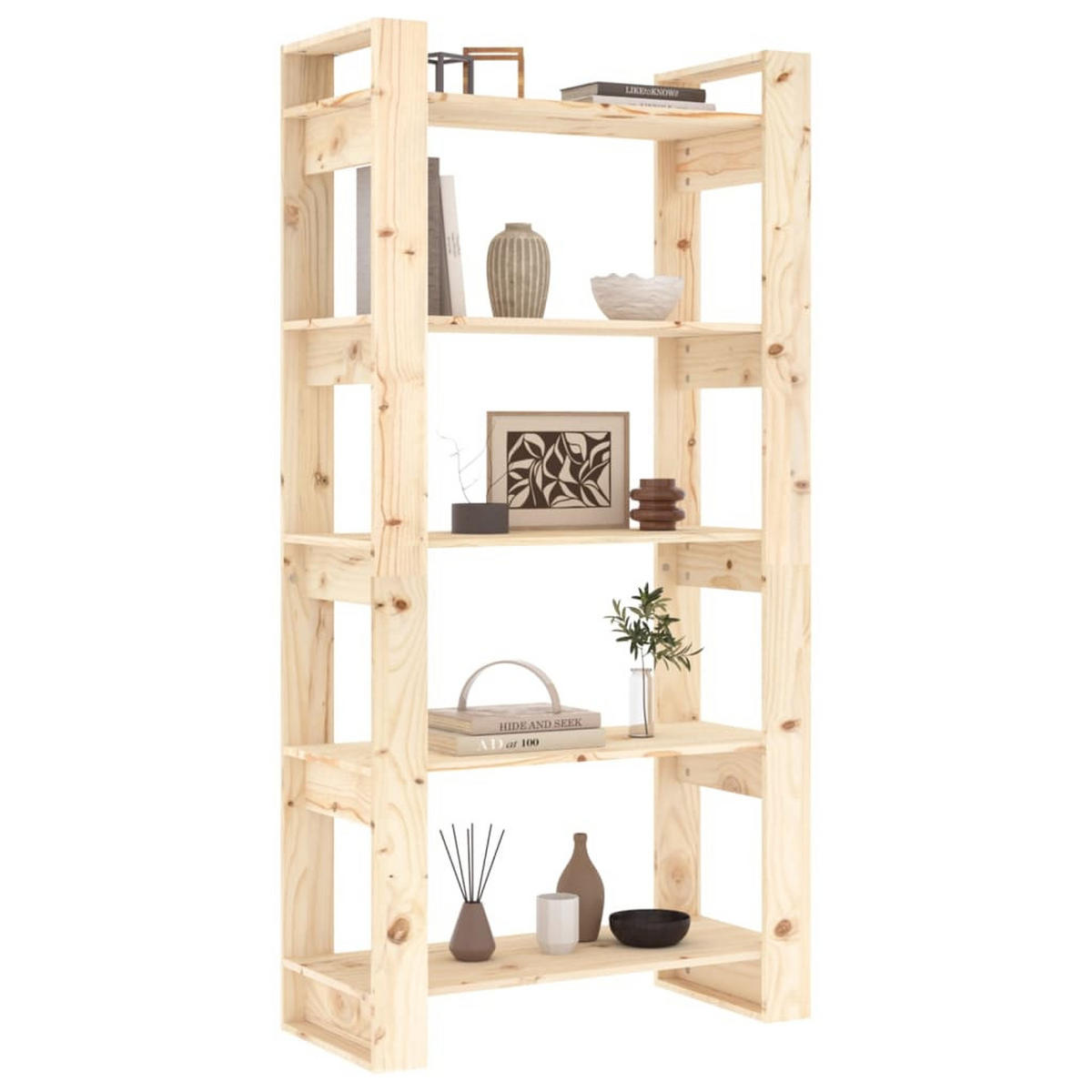 BÜCHERREGAL/RAUMTEILER 80/35/160 Cm Massivholz - Braun, Holz (80/160/35cm) - vidaXL