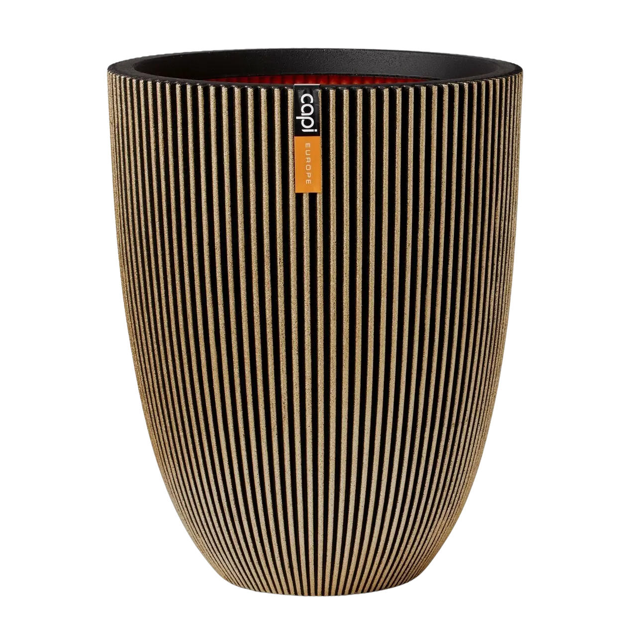 BLUMENTOPF elegant niedrig Groove schwarz gold 46x58 cm - Schwarz, Kunststoff (1/58/1cm) - aplanta