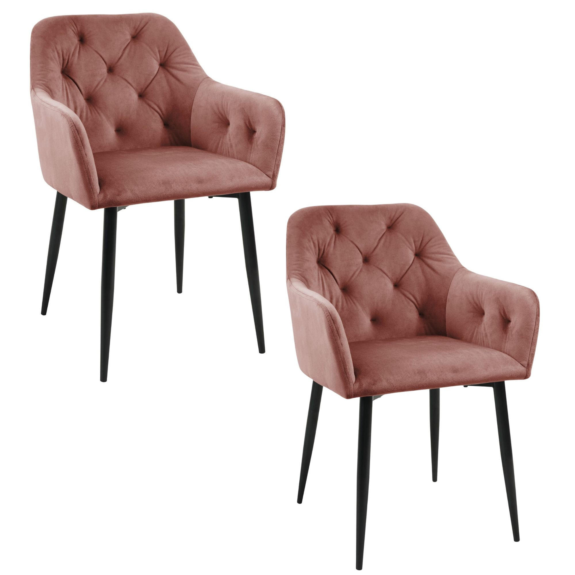 RAUMHIRSCH FURNITURE ČALOUNĚNÁ ŽIDLE, sada 2 ks, kovové nohy, růžová 55/81/58,5