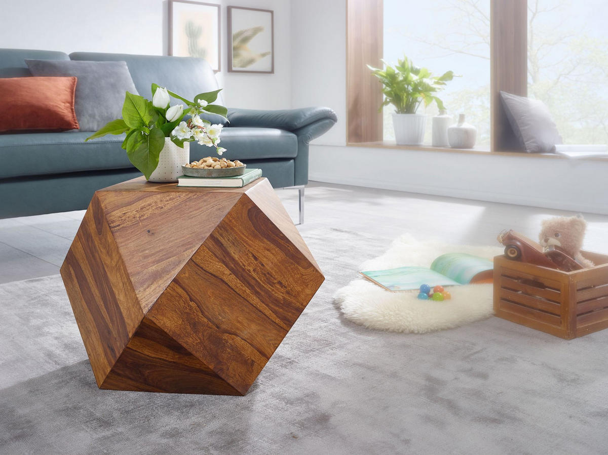 COUCHTISCH BATUN Sheesham Sofatisch - Braun, Holz (57/57/42.5cm) - tinkaro