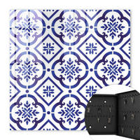 SCHLÜSSELBOX Schwarz 30x30 cm- Türöffnung nach rechts - Elegante Muster - Blau, Metall (30/30/5cm) - TULUP