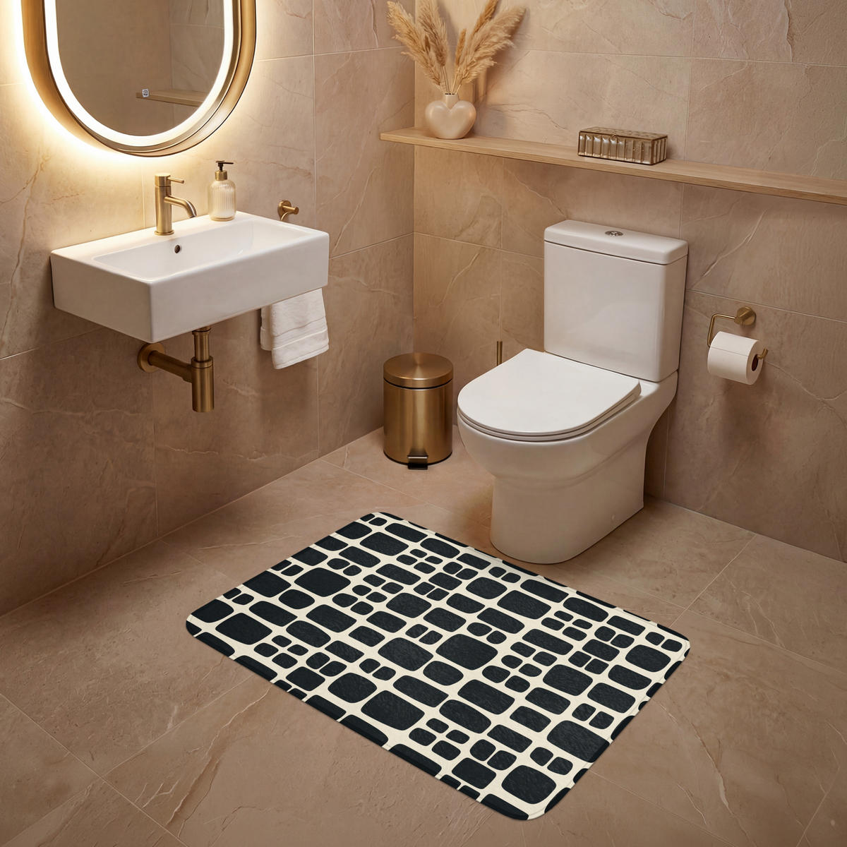 WC PŘEDLOŽKA Moderní - organické - černé 90x60 cm - antracitová, textil/plast (90/1cm) - OnlyWow