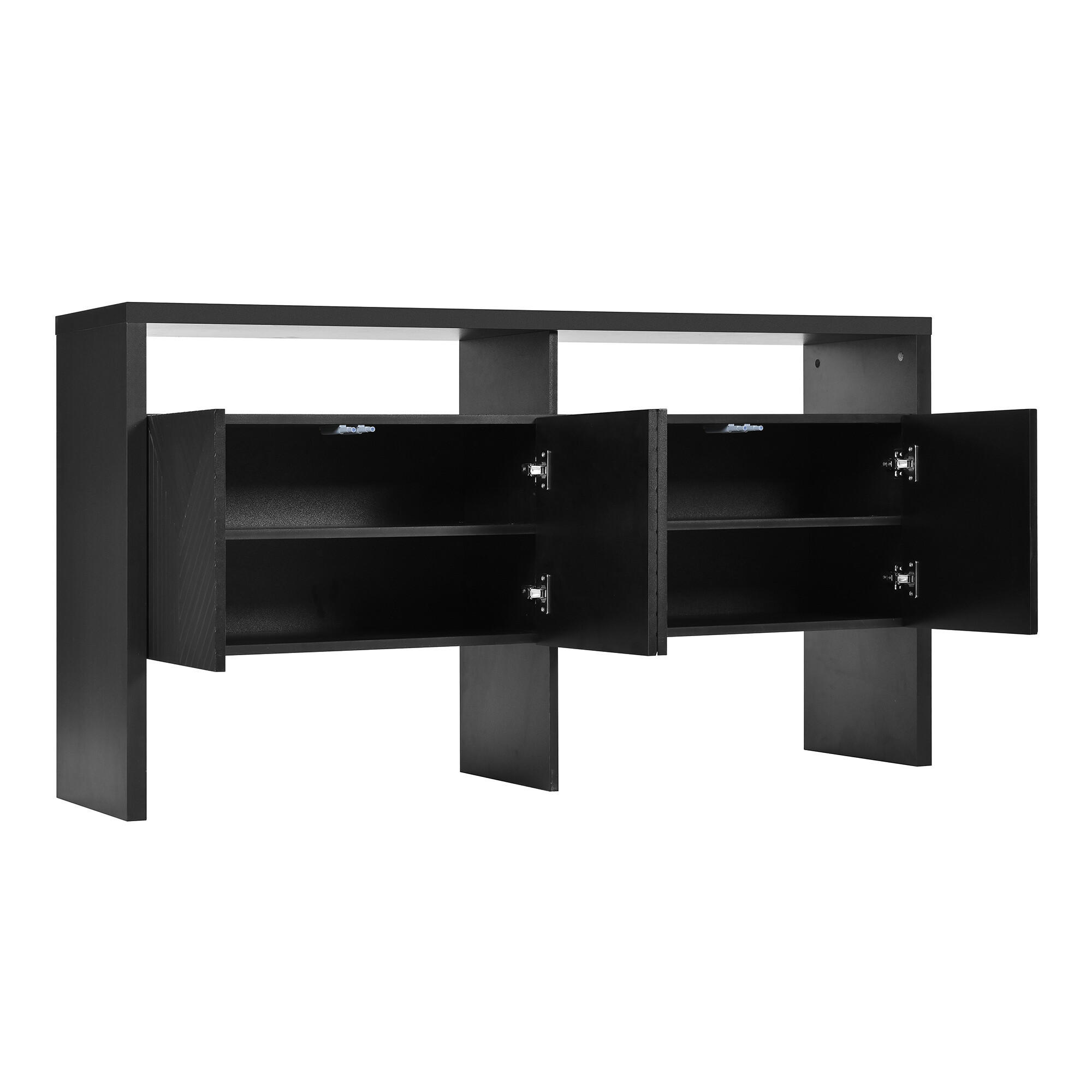 SIDEBOARD Schwarz 140/35/75 cm - Schwarz, Holzwerkstoff (35/75/140cm) - Urban Meuble