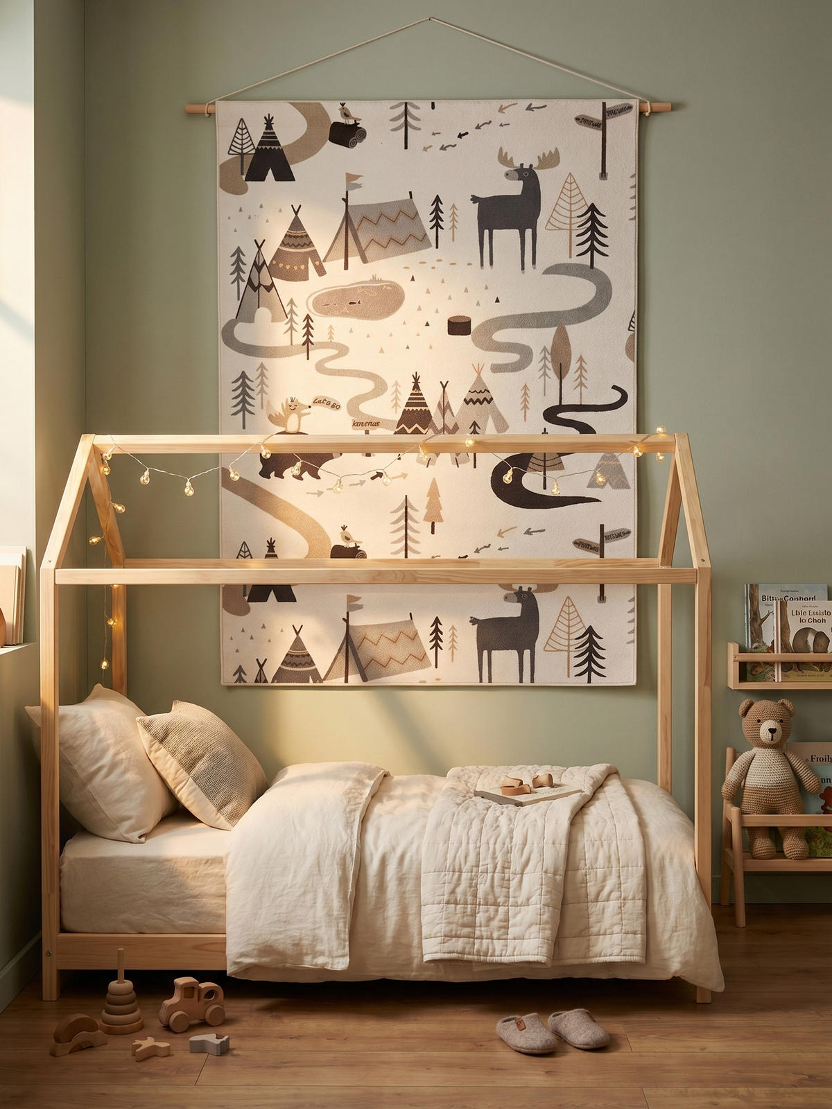 SPIELTEPPICH Waschbar TINO in Creme, mit Waldtier-Motiv, 140 x 200 cm - Beige, Textil (200/140cm) - KADIMA DESIGN