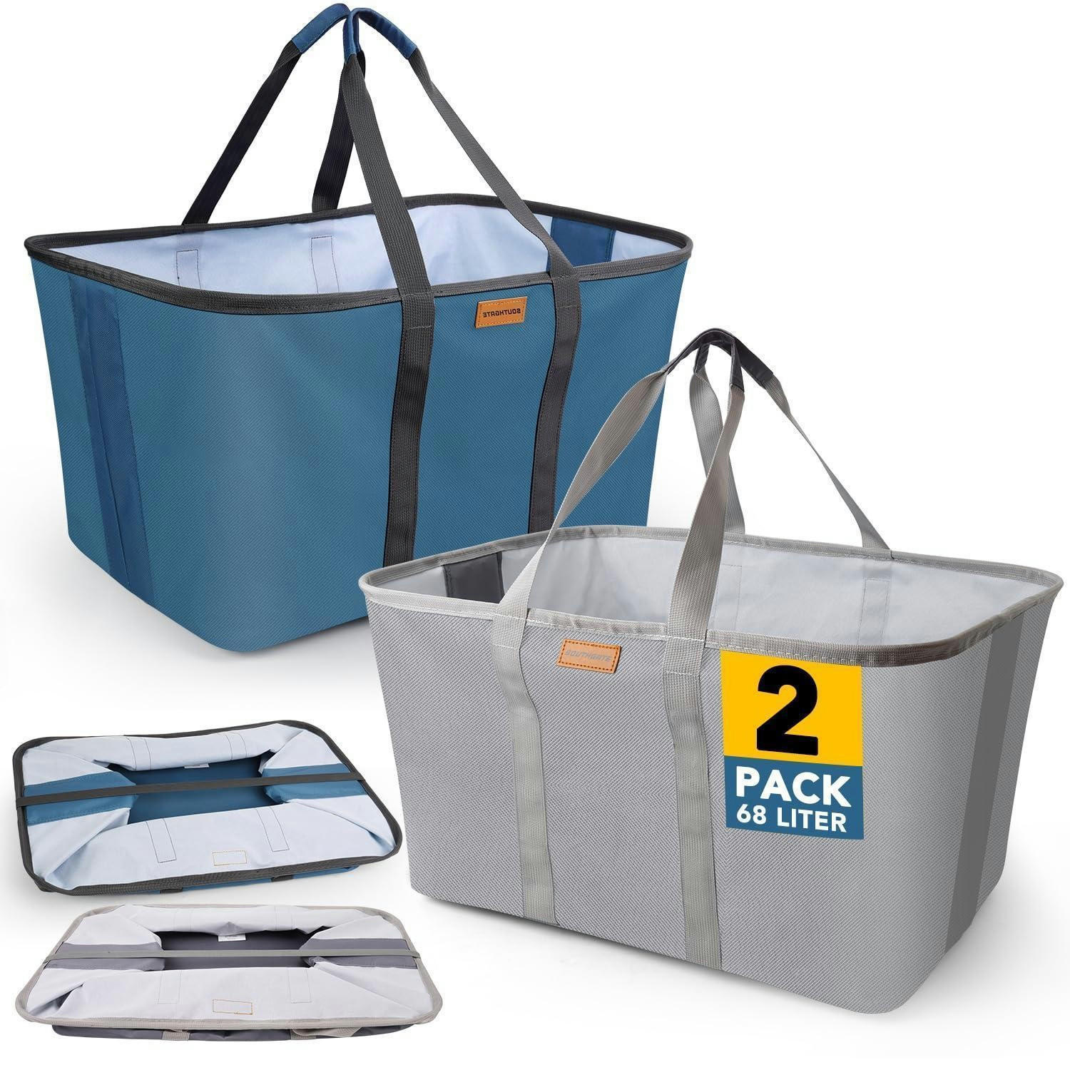 WÄSCHEKORB 2er Set Blau/Grau 68L faltbar - Multicolor, Textil (39/32/55cm)