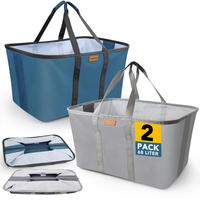 WÄSCHEKORB 2er Set Blau/Grau 68L faltbar - Multicolor, Textil (39/32/55cm)