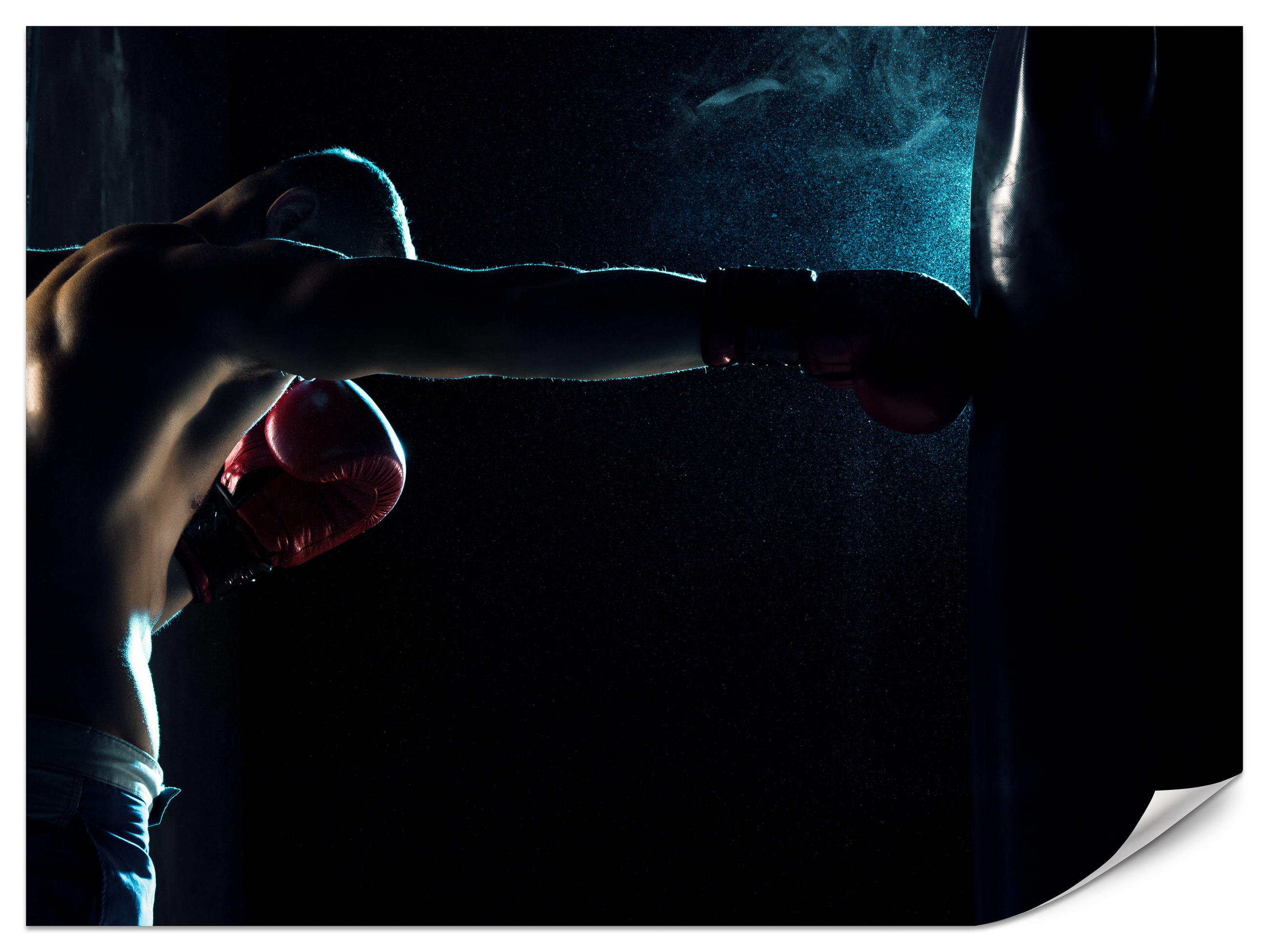 FOTOTAPETE für Jugendzimmer Muskelboxer Training Handschuhe Action 400x280 - Schwarz/Grau, Papier (400/280cm) - Muralo