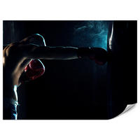 FOTOTAPETE für Jugendzimmer Muskelboxer Training Handschuhe Action 400x280 - Schwarz/Grau, Papier (400/280cm) - Muralo