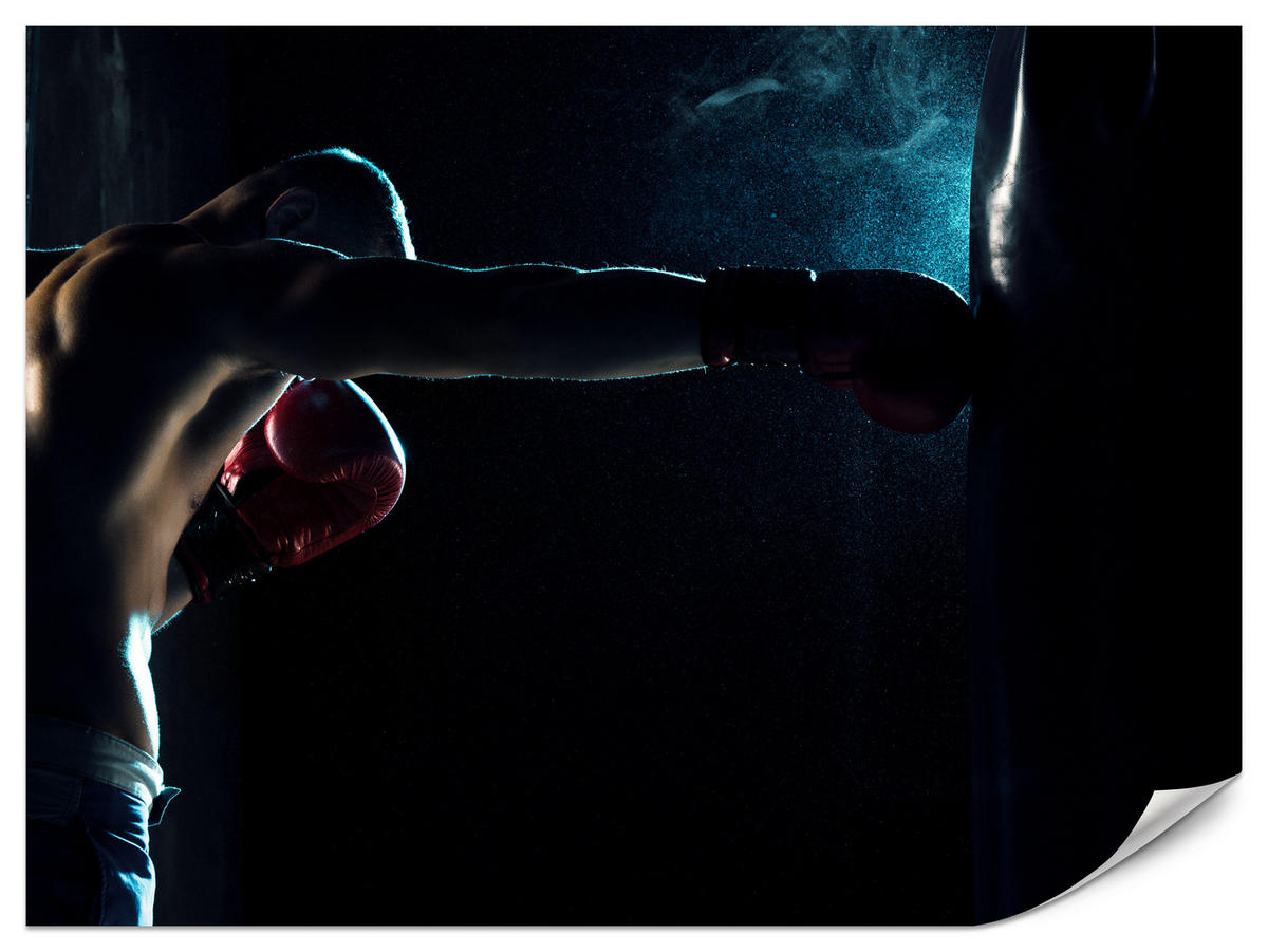 FOTOTAPETE für Jugendzimmer Muskelboxer Training Handschuhe Action 400x280 - Schwarz/Grau, Papier (400/280cm) - Muralo
