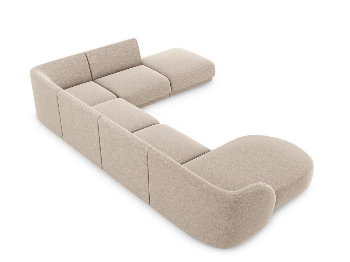 PANORAMASOFA rechts Miley aus Chenille-Stoff beige 6 Sitzplätze - Beige, Textil (255/70/330cm) - Micadoni