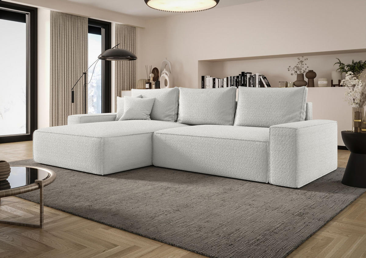 ECKSOFA MONA mit Schlaffunktion QUELLE 01 Links - Weiß, Textil (175/280cm) - Bedante