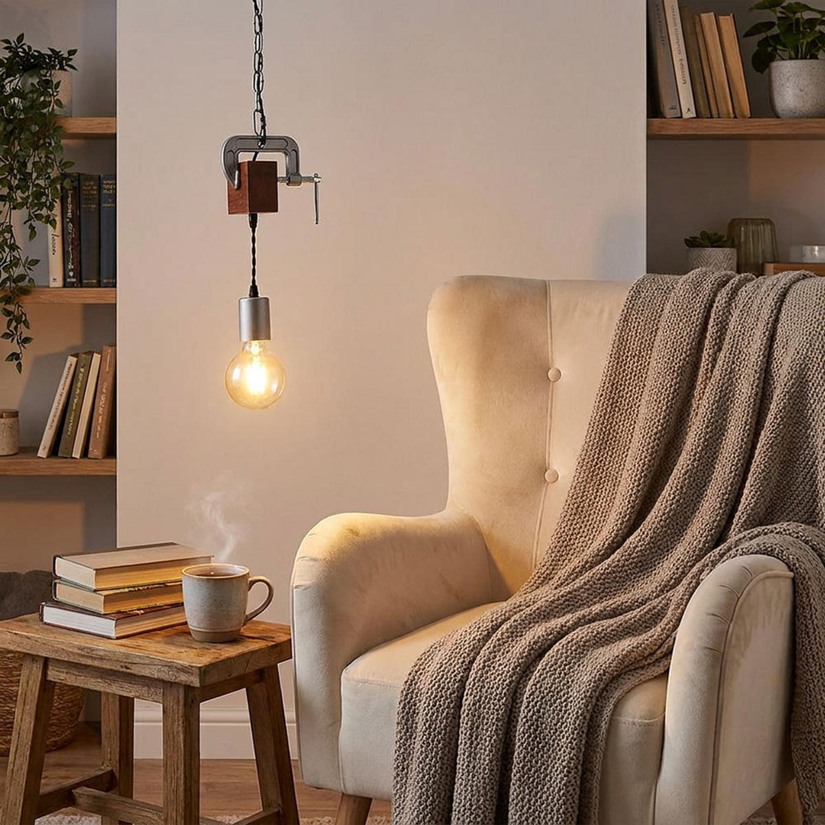 HÄNGELEUCHTE LUDI Holzoptik Braun Metall verzinkt - Braun, Holz (14/10/120cm) - Globo Lighting