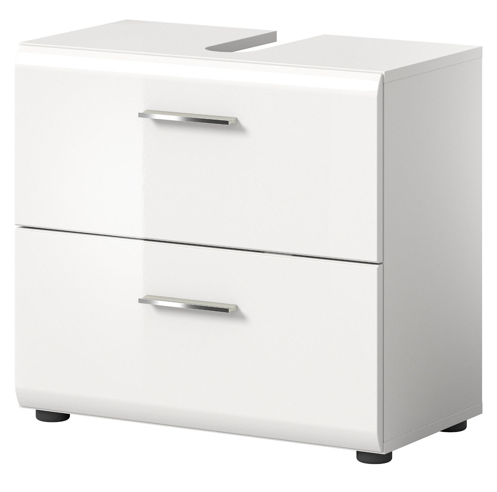 WASCHBECKENUNTERSCHRANK weiß Hochglanz, Badezimmer Unterschrank 60 cm - Weiß Hochglanz/Schwarz, Holzwerkstoff/Kunststoff (60/54/30cm) - Inn.Furn