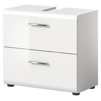 WASCHBECKENUNTERSCHRANK weiß Hochglanz, Badezimmer Unterschrank 60 cm - Weiß Hochglanz/Schwarz, Holzwerkstoff/Kunststoff (60/54/30cm) - Inn.Furn