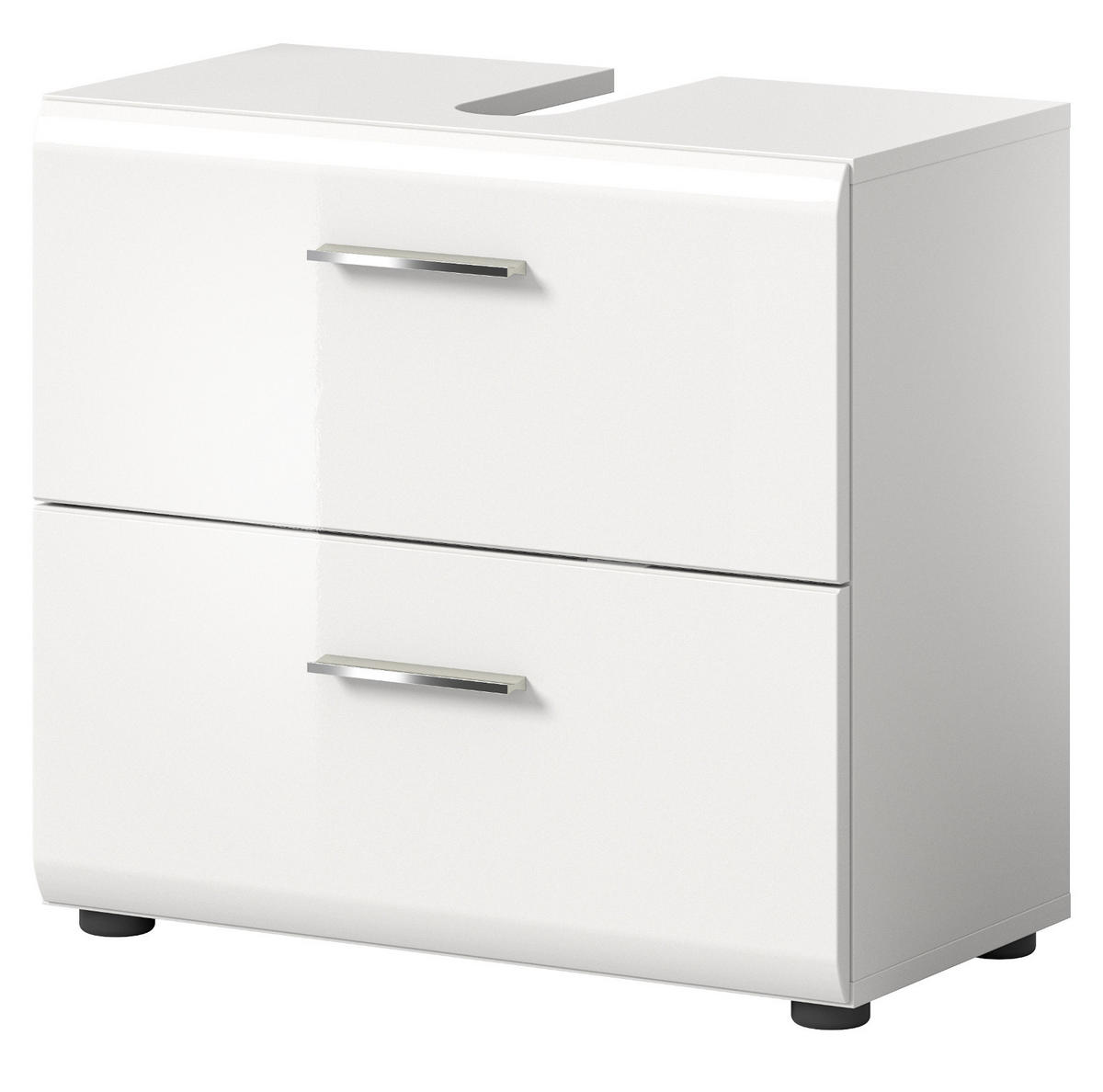 WASCHBECKENUNTERSCHRANK weiß Hochglanz, Badezimmer Unterschrank 60 cm - Weiß Hochglanz/Schwarz, Holzwerkstoff/Kunststoff (60/54/30cm) - Inn.Furn