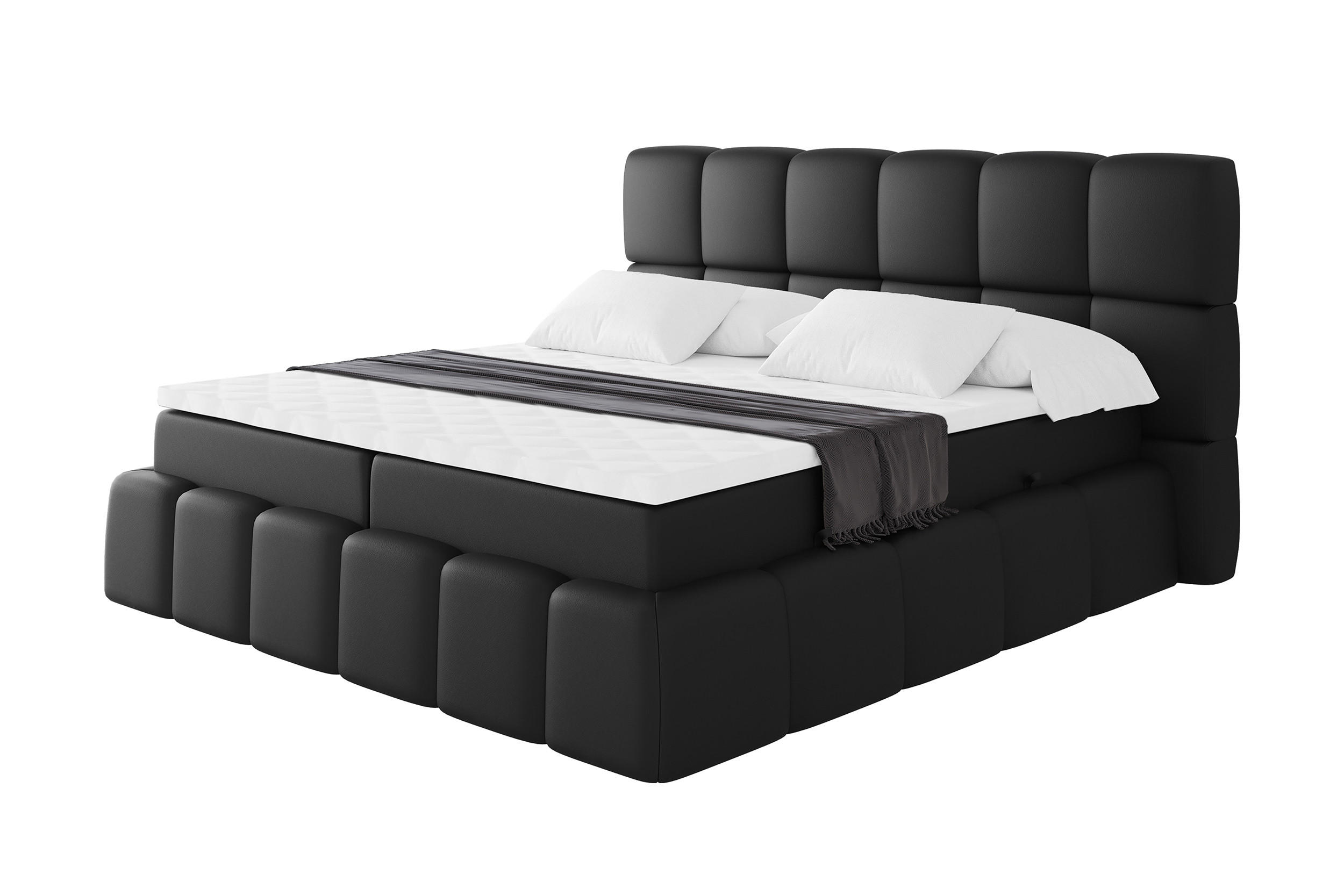 BOXBETT - AURI-H4 - 200x200 Schwarz Kunstleder - Schwarz Hochglanz, Holzwerkstoff (200/200cm) - ALTDECOR