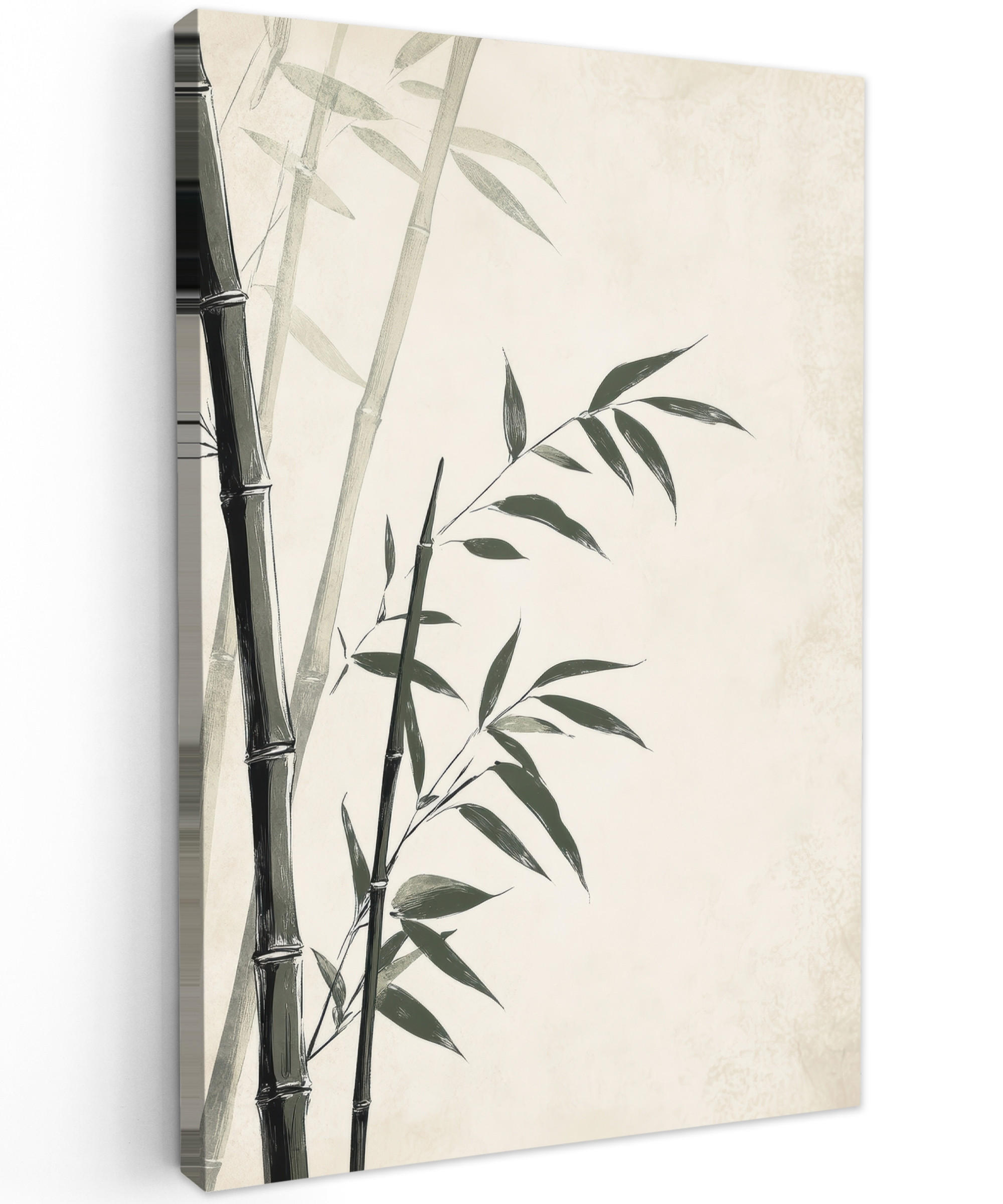 LEINWANDBILD Japandi - Bambus - Beige 80x120 cm - Eukalyptusholzfarben, Textil (80/120cm) - MuchoWow