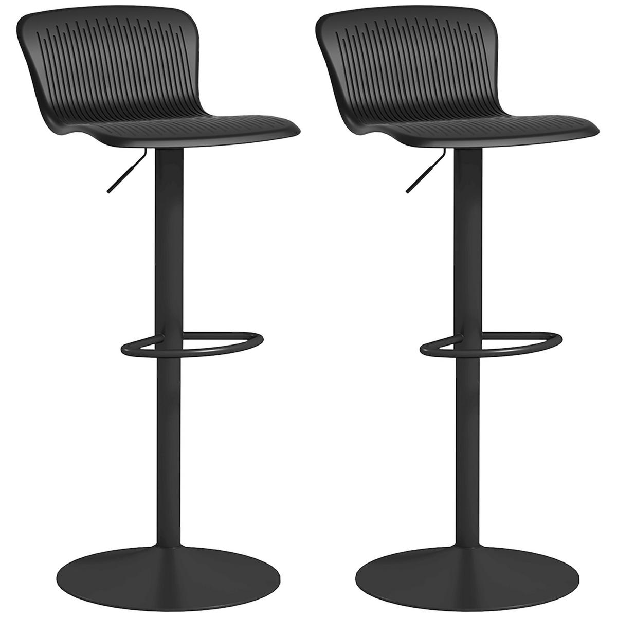 BARHOCKER 2er-Set DE-14772 höhenverstellbar mit Rückenlehne und Fußstütze Schwarz - Schwarz, Metall (38.5/97.5/40cm) - ComfortXL