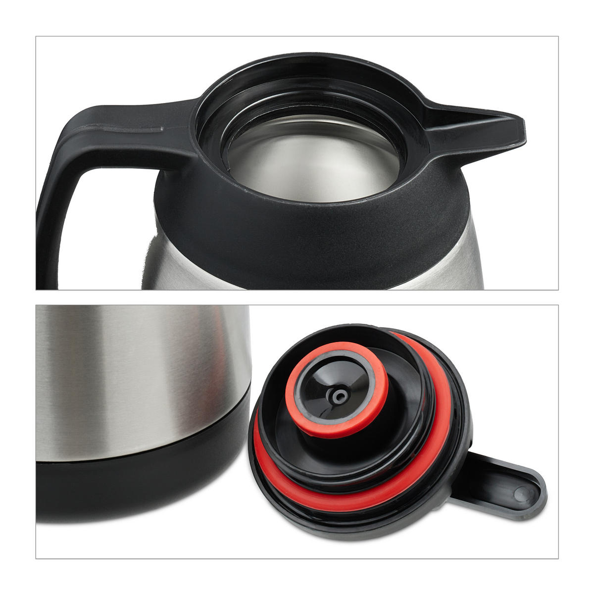 ISOLIERKANNE - Silberfarben, Kunststoff/Metall (1.5L) - Relaxdays