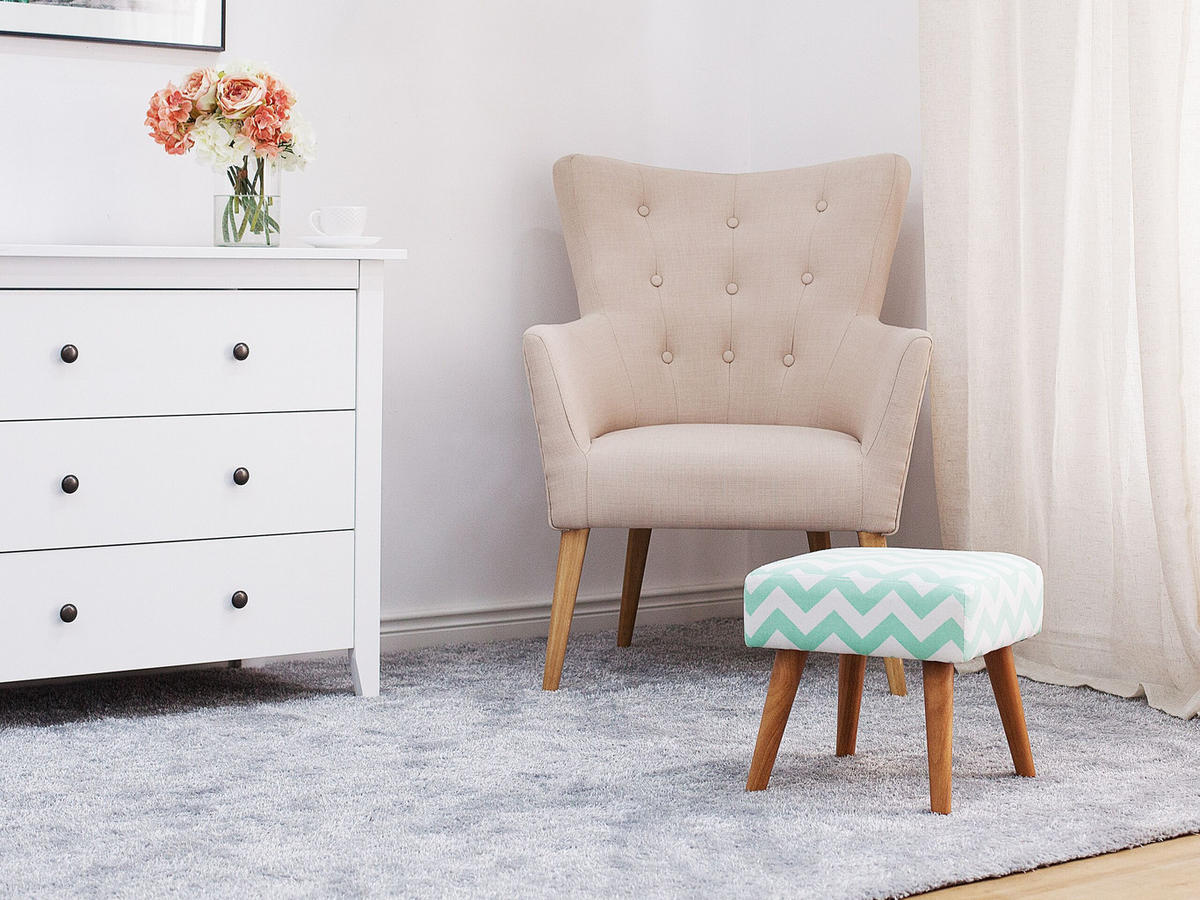 HOCKER Manteo 39/50/42 cm - Grün, Naturmaterialien/Textil (50/42/39cm) - Beliani