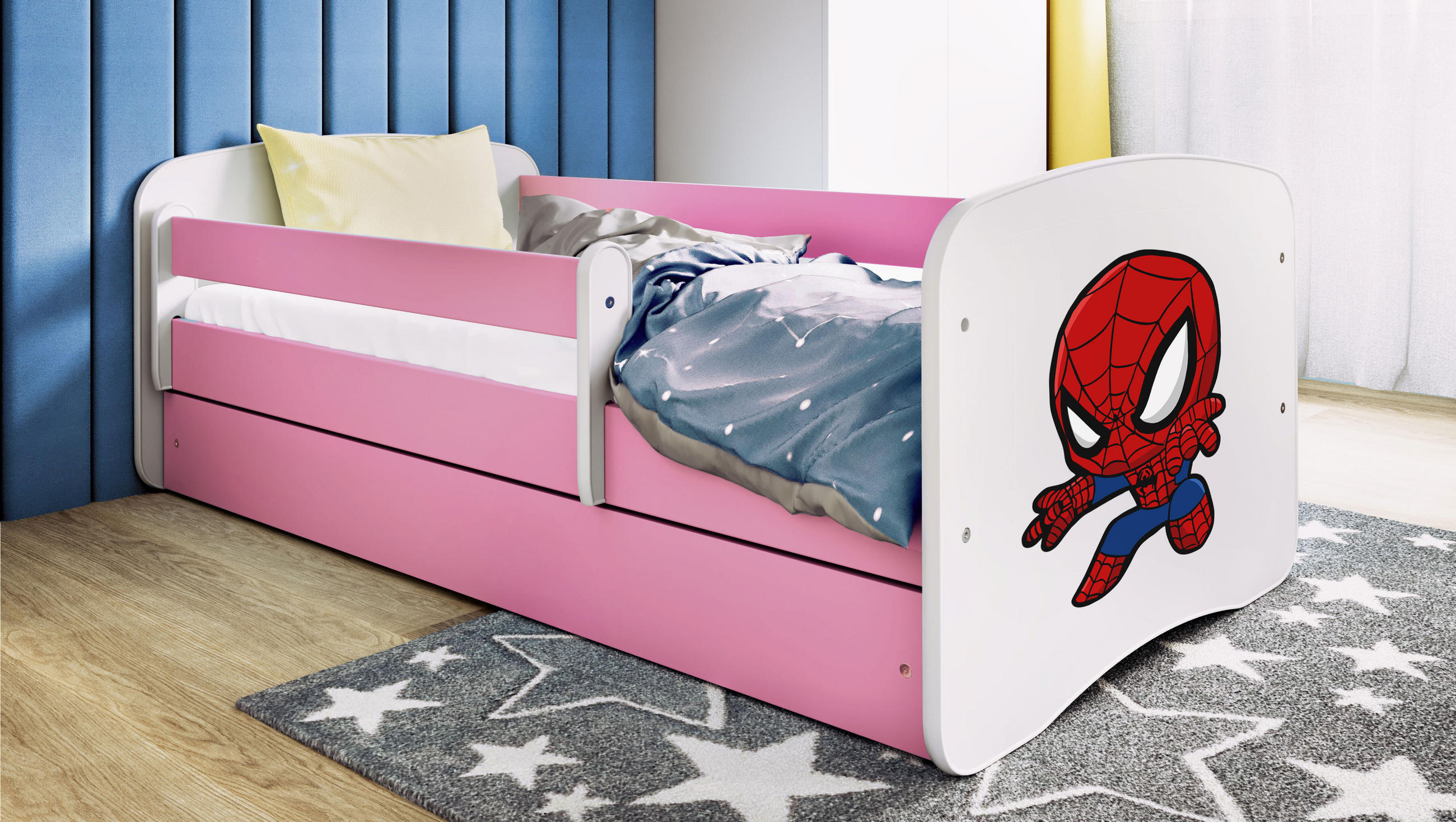 KINDERBETT Spiderman mit Schublade 160/80 90/61/164 - Rosa, Holzwerkstoff (80/160cm) - RAUMHIRSCH FURNITURE
