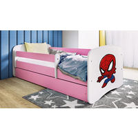 KINDERBETT Superheld 70x140 cm mit Schublade, Rausfallschutz & Lattenrost, Rosa - Rosa, Holzwerkstoff (70/140cm) - RAUMHIRSCH FURNITURE