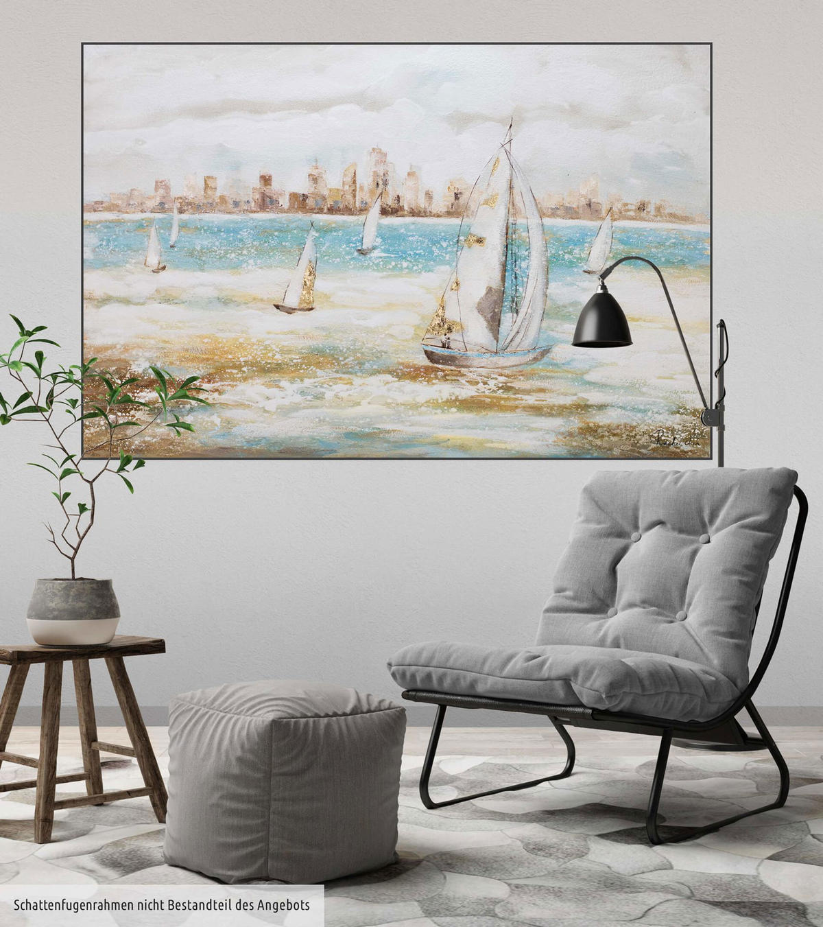 ACRYLBILD HANDGEMALT 120/80 cm - Blau/Weiß, Holz/Textil (120/80cm) - KUNSTLOFT